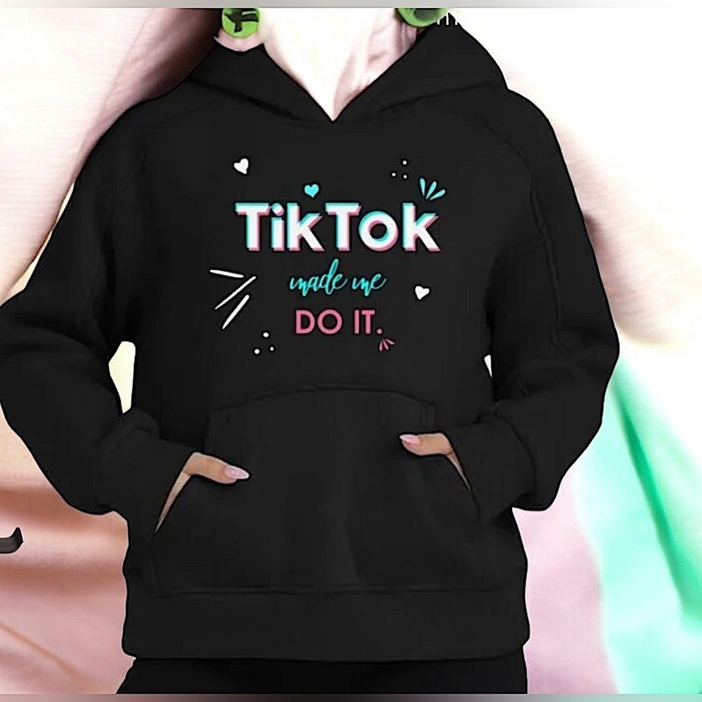 TikTok made me do it Black Hoodie MEDIUM UNISEX